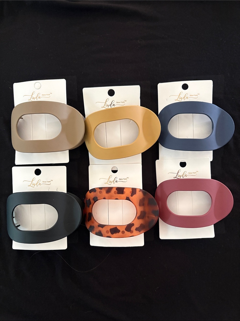 Oval Flat Back Hair Claw Clips- Assorted Colors Set Of 6
